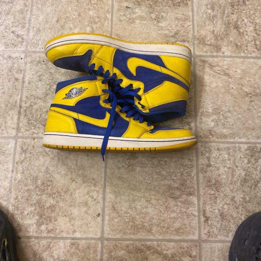 Kids Yellow and Blue High-Top Sneakers